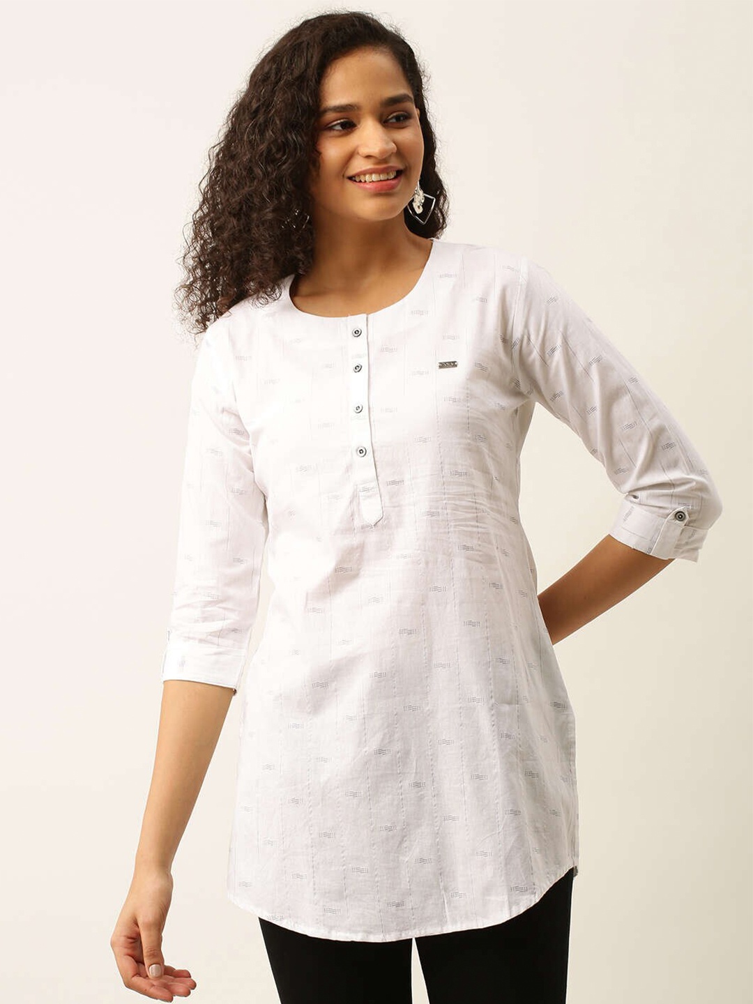 

ZOLA Viscose Rayon Printed Tunic, White