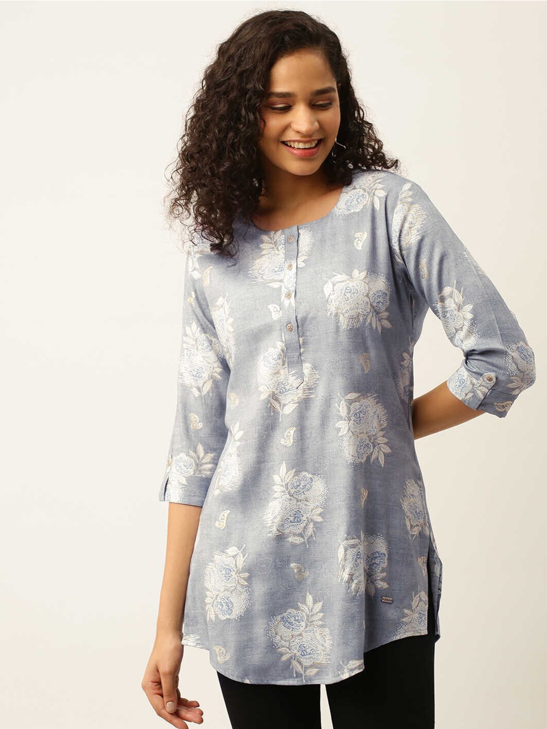 

ZOLA Viscose Rayon Printed Tunic, Grey