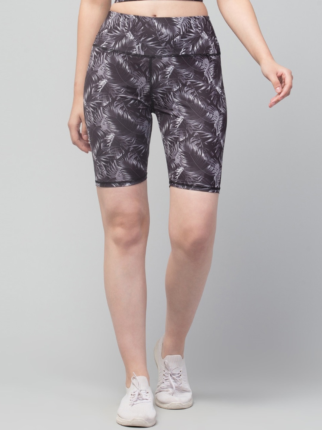

Apraa & Parma Women Printed Skinny Fit Cycling Sports Shorts with e-Dry Technology, Black