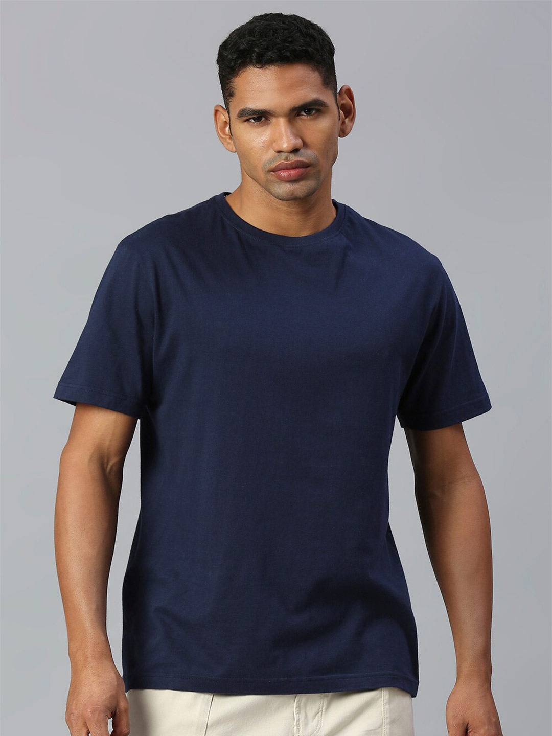 

VALEN CLUB Men Cotton T-shirt, Navy blue
