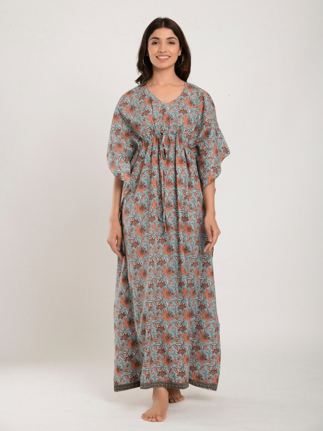 

CRAFIQA Printed Pure Cotton Maxi Nightdress, Grey