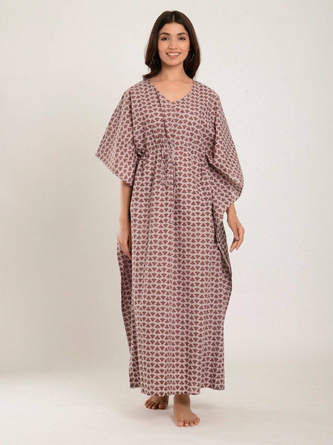 

CRAFIQA Printed Pure Cotton Maxi Nightdress, Mauve