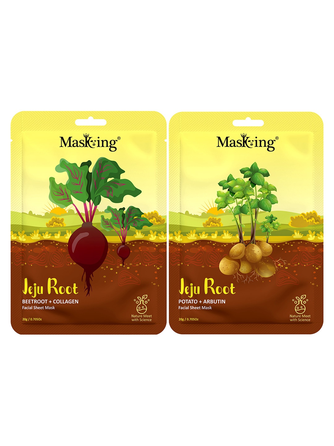 

MasKing Set Of 2 Jeju Root Facial Sheet Masks - 20 ml Each, White