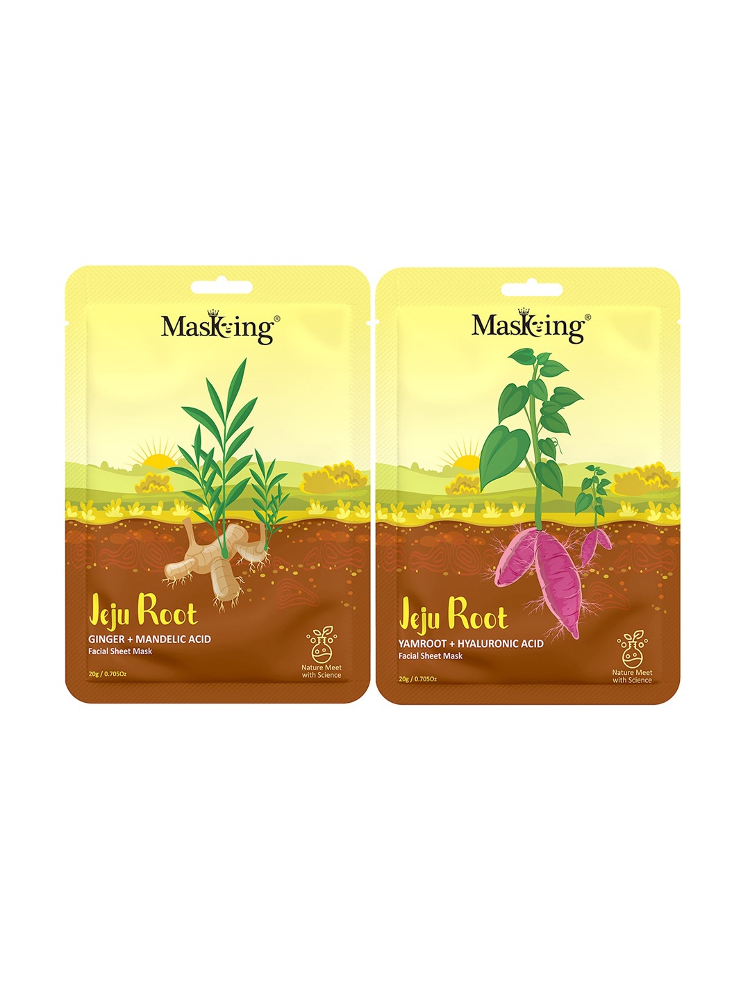 

MasKing Set Of 2 Jeju Root Facial Sheet Mask - 20 gm Each, White