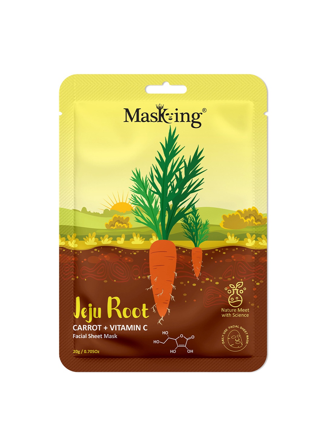 

MasKing Jeju Root Carrot & Vitamin C Facial Sheet Mask - 20 gm, White