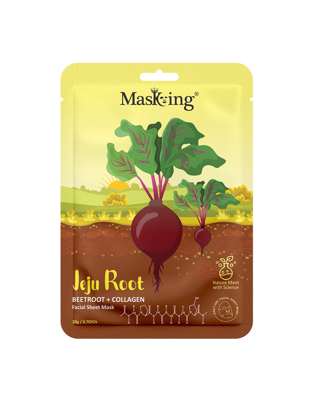 

MasKing Glowing Jeju Root Beetroot & Collagen Facial Sheet Mask - 20g, Transparent