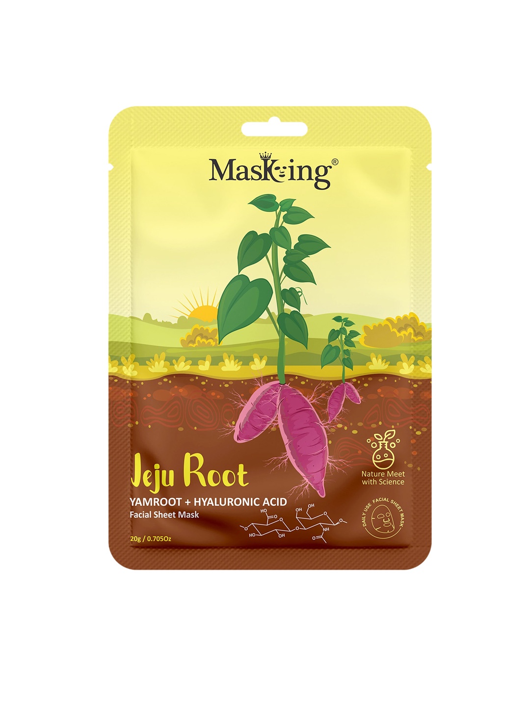 

MasKing Beauty Collection Glowing Jeju Root Yamroot & Hyaluronic Facial Sheet mask-20 gm, Multi