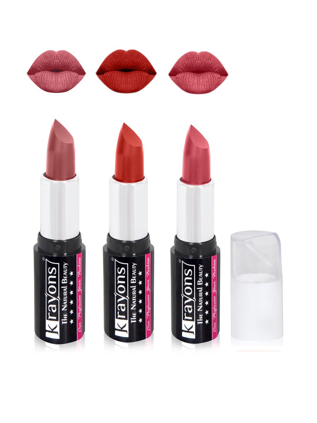 

krayons The Natural Beauty Set Of 3 Moisturizing Matte Lipsticks - 4 g Each, Red