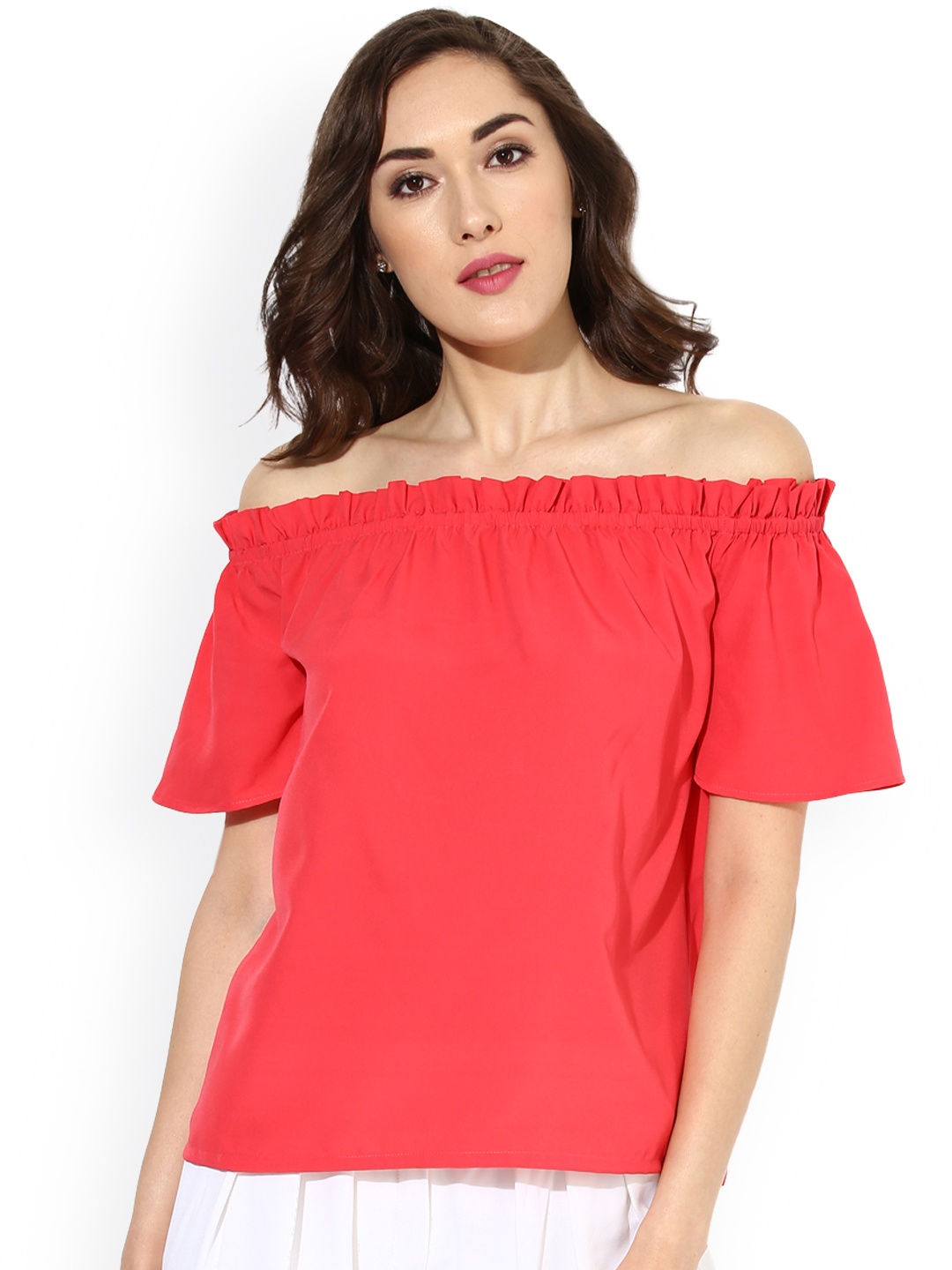 

Besiva Women Coral Pink Solid Top