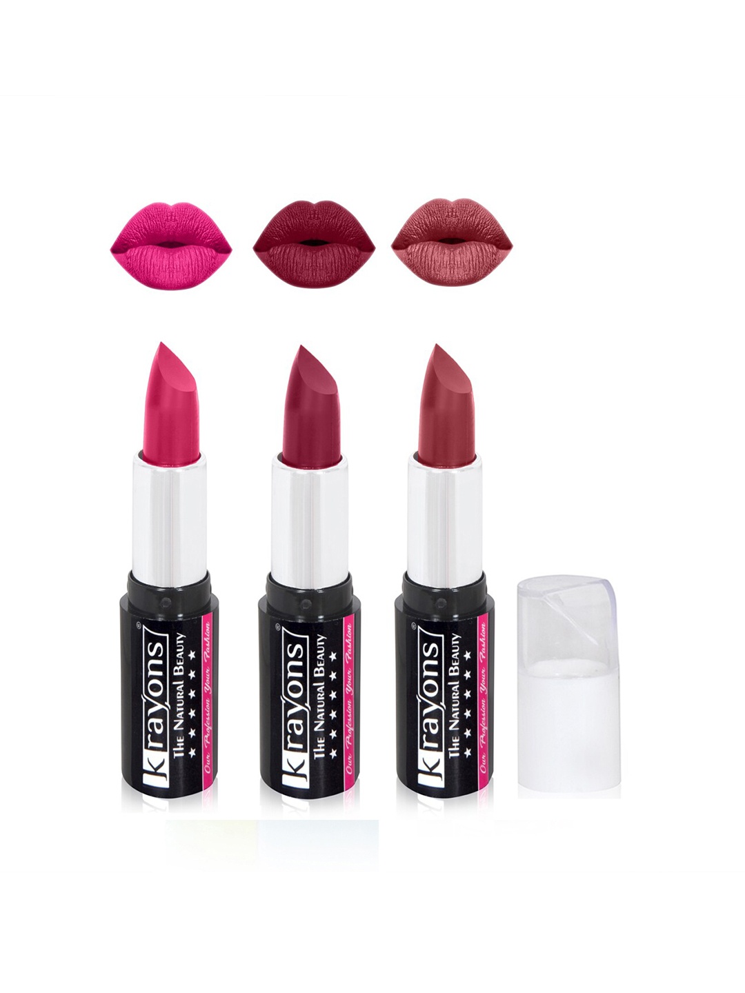 

krayons The Natural Beauty Set Of 3 Moisturizing Matte Lipsticks - 4 g Each, Pink