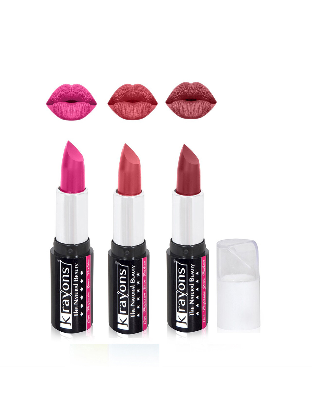 

krayons The Natural Beauty Set Of 3 Moisturizing Matte Lipsticks - 4 g Each, Pink