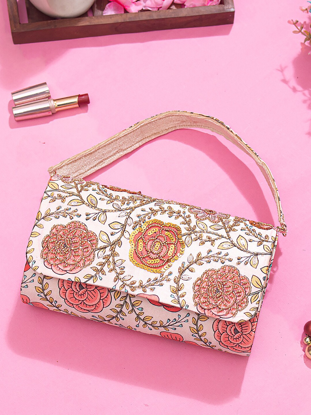 

Swisni Embroidered Purse Clutch, White