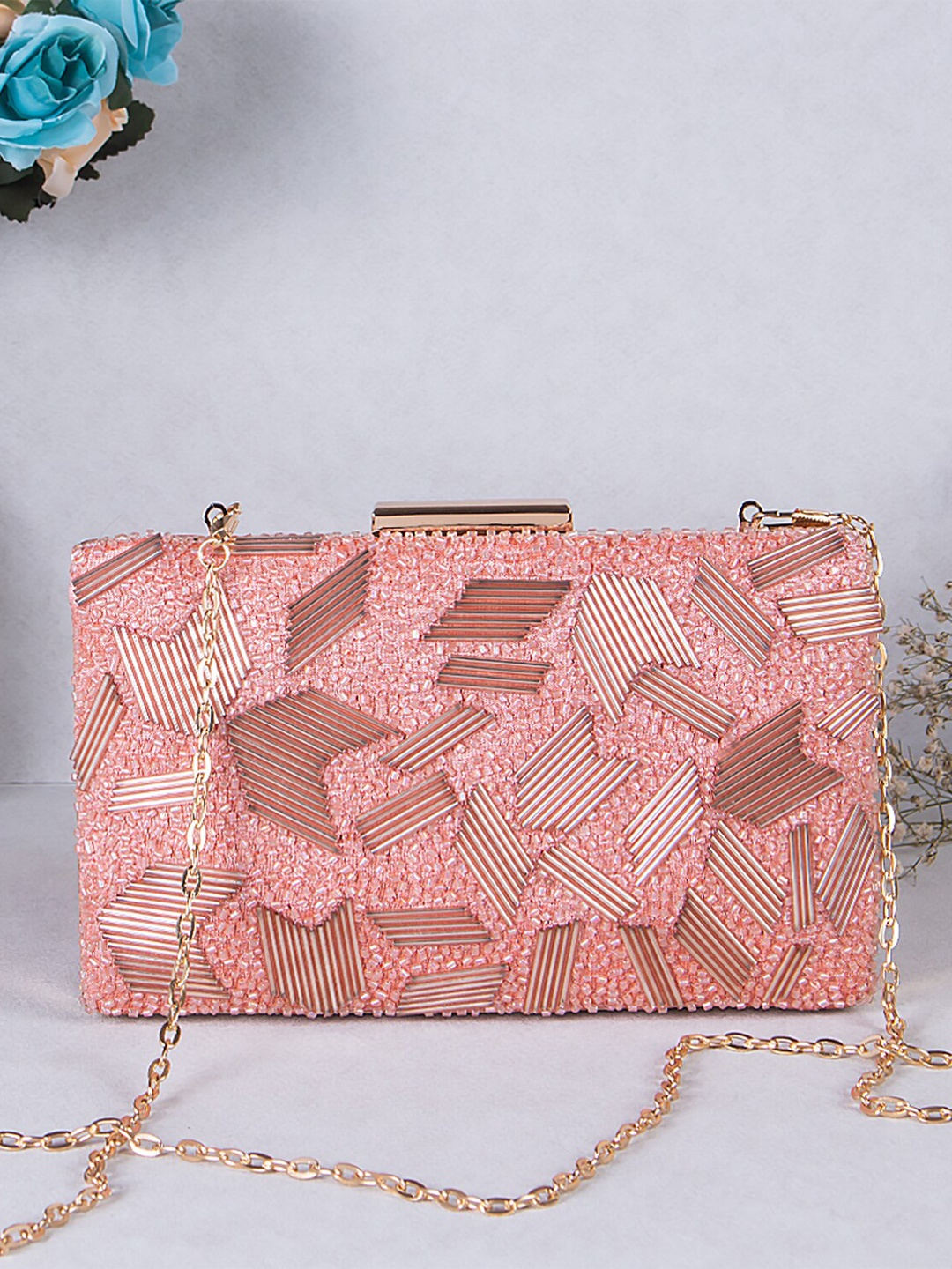 

Swisni Women Embellished Box Clutch, Pink
