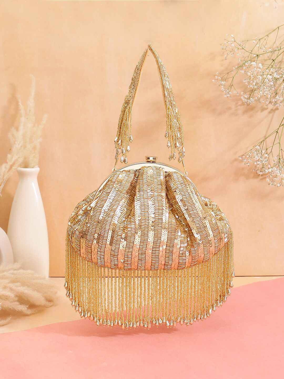 

Swisni Embellished Potli Clutch, Gold