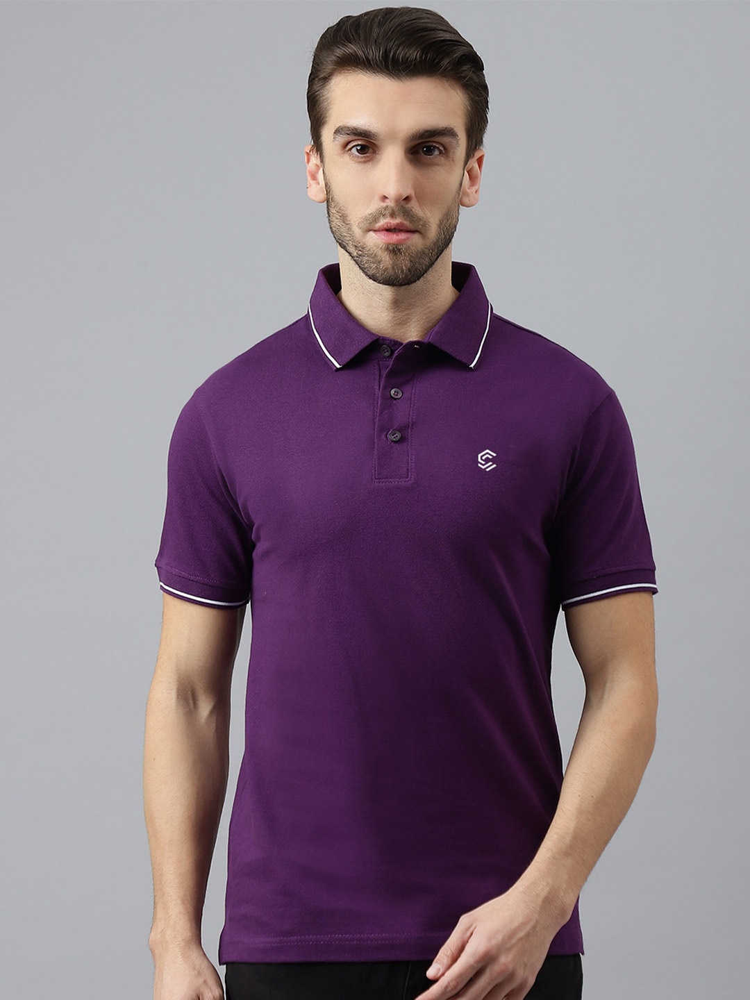 

COLOR CAPITAL Men Polo Collar Cotton T-shirt, Purple