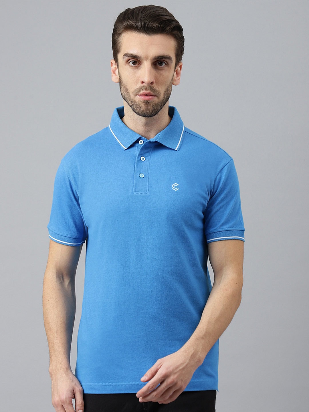 

COLOR CAPITAL Men Polo Collar Cotton T-shirt, Blue