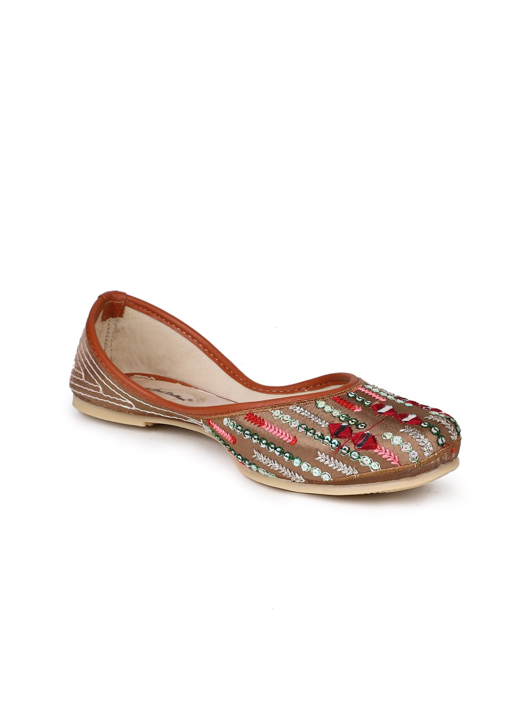 

The Desi Dulhan Women Embellished Ethnic Mojaris Flats, Brown