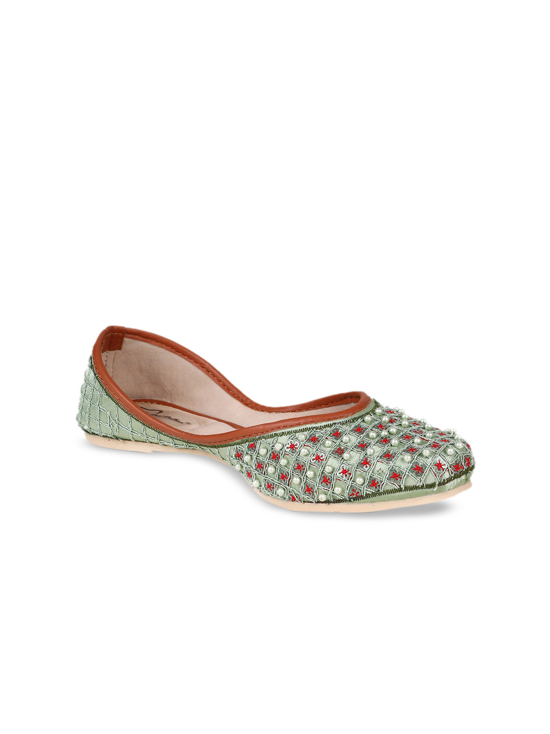 

The Desi Dulhan Women Ethnic Mojaris Flats, Green