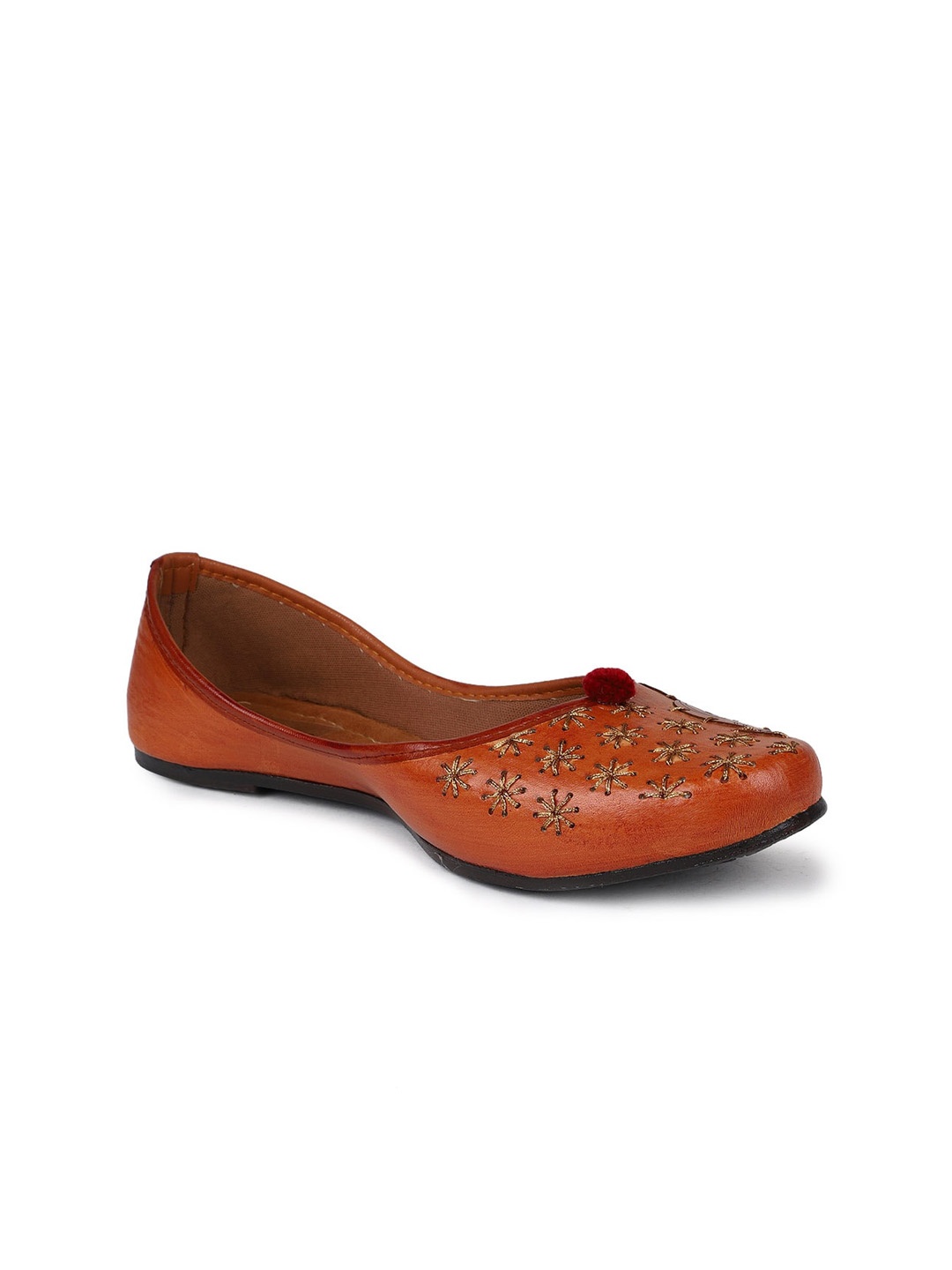 

The Desi Dulhan Women Ethnic Mojaris with Embroidered Flats, Brown