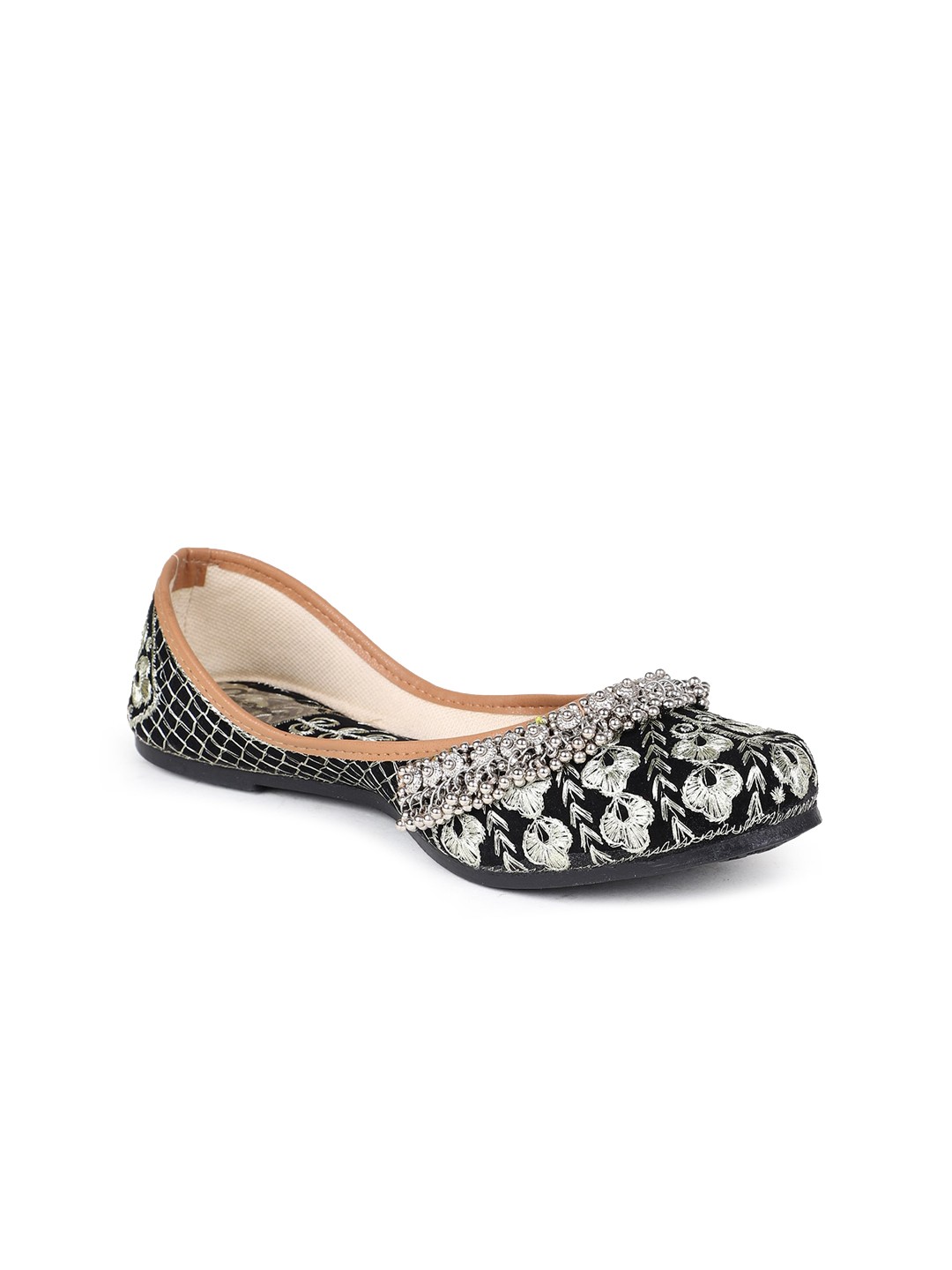 

The Desi Dulhan Women Embellished Ethnic Mojaris Flats, Black