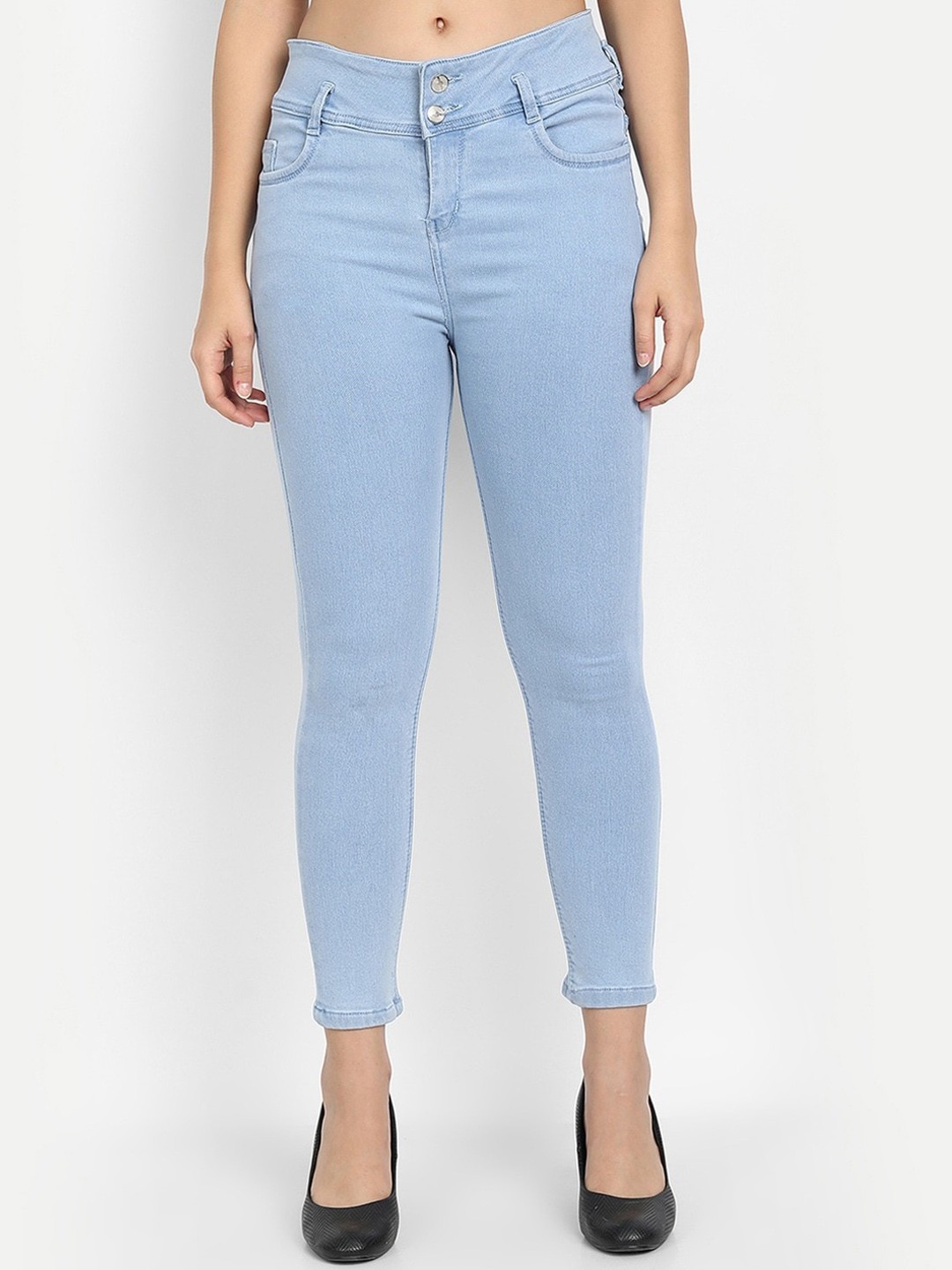 

BROADSTAR Women Slim Fit High-Rise Cotton Jeans, Blue