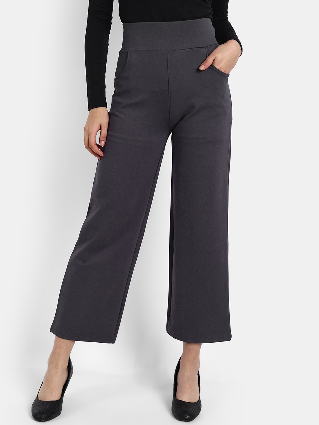 

Next One Women Loose Fit High-Rise Easy Wash Trousers, Grey