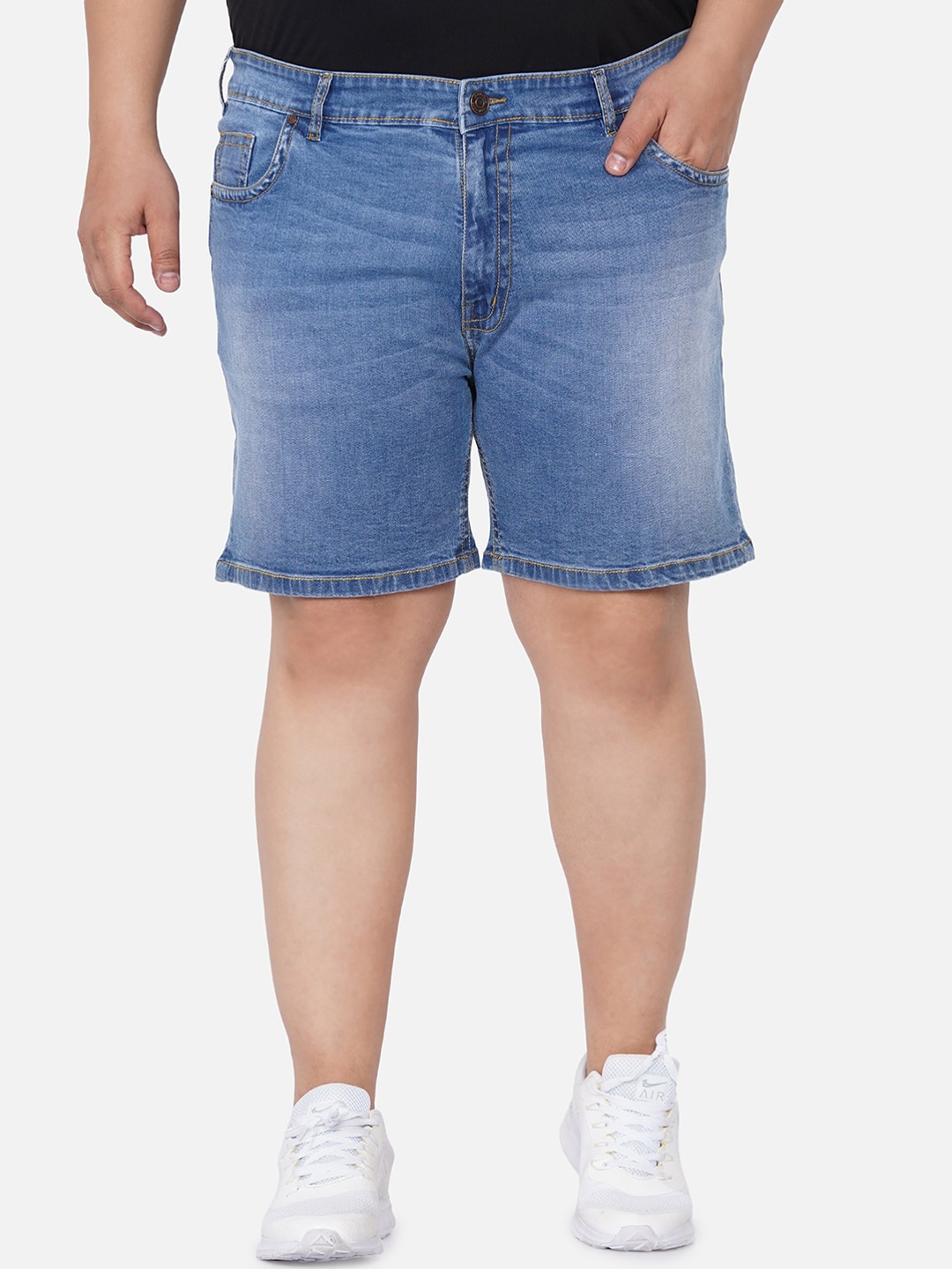 

John Pride Men Plus Size Washed Washed Denim Shorts, Blue