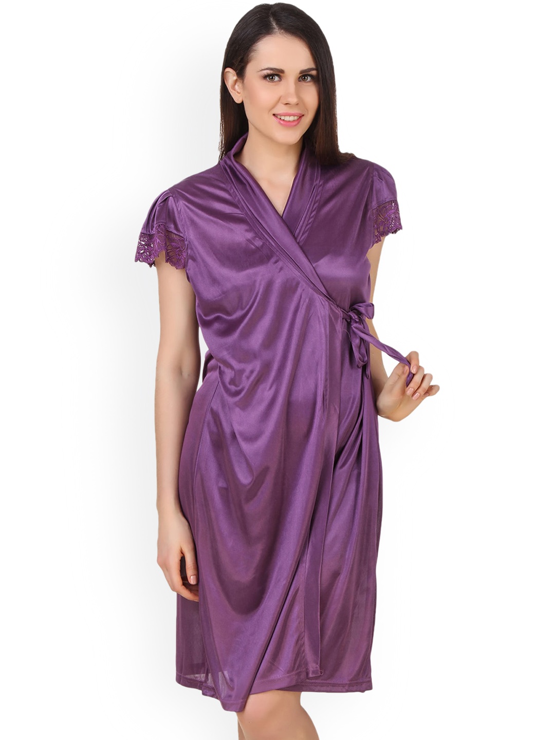 

Fasense Women Lace Kimino Robe, Purple