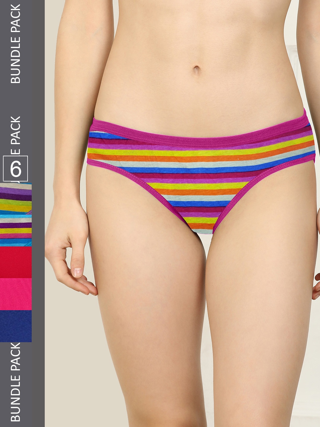 

AROUSY Women Pack of 6 Pure Cotton Hipster Briefs M_3MSP-3SNY_M, Pink