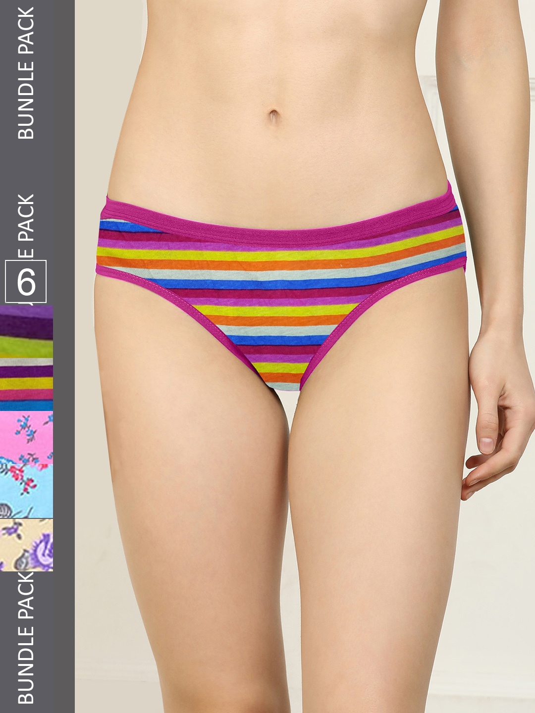 

AROUSY Pack of 6 Pure Cotton Hipster Briefs M_3MSP-3FIL_S, Purple