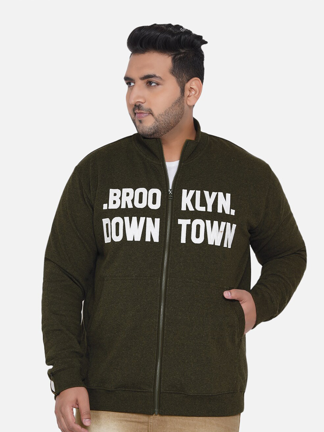 

John Pride Men Plus Size Printed Fleece Sweatshirt, Olive