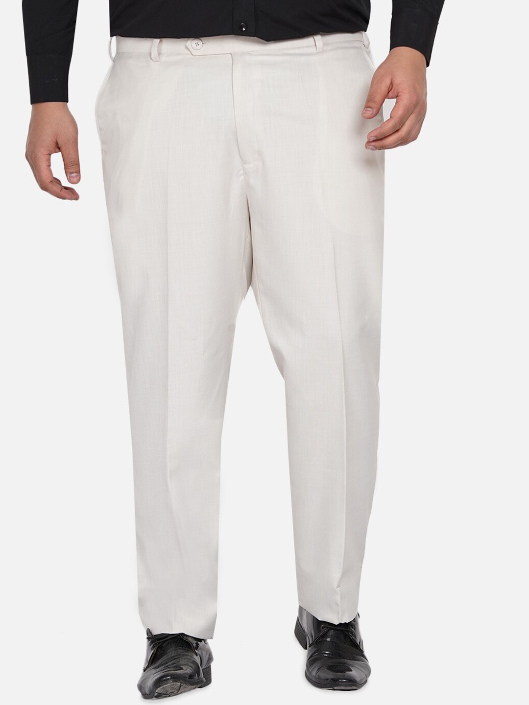 

John Pride Men Plus Size Formal Trousers, Cream