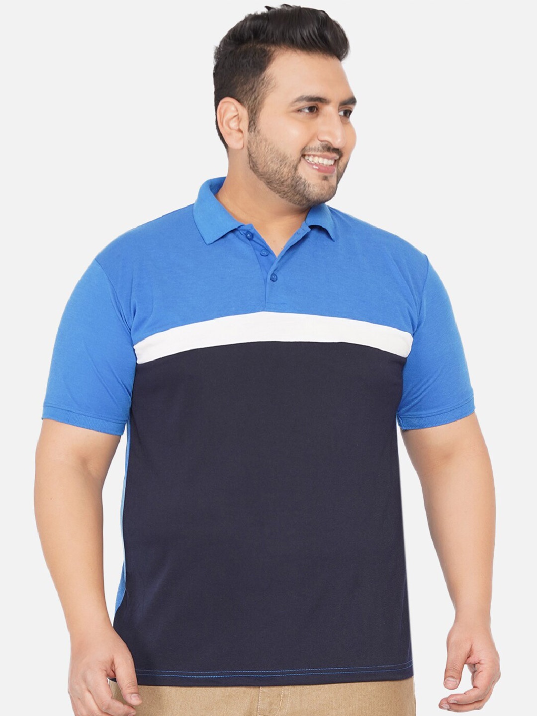 

John Pride Men Plus Size Polo Collar T-shirt, Blue