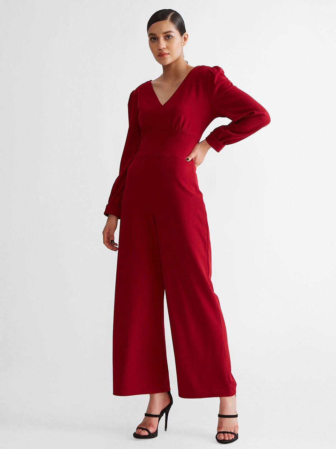 

COVER STORY Basic Long Sleeves Jumpsuit, Maroon