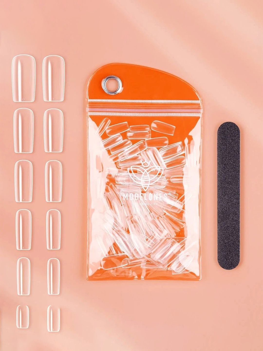 

Modelones 200Pcs Clear Square Full Cover Nail Tips-20pcs Each Size, Transparent