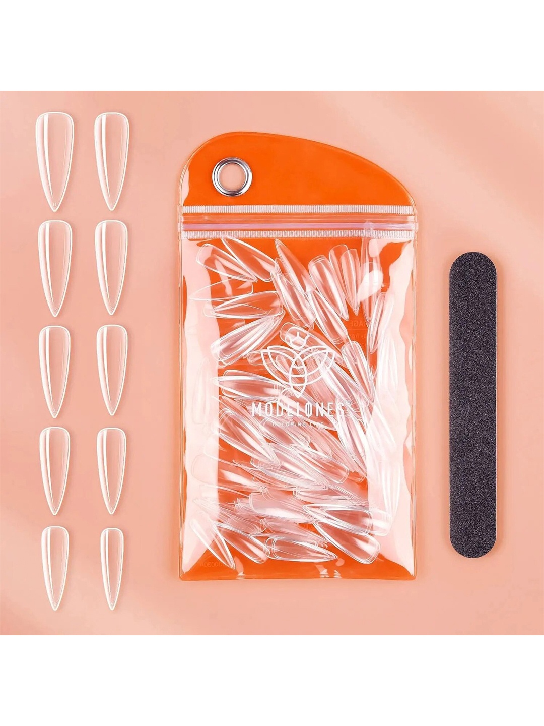 

Modelones 200Pcs Clear Square Full Cover Nail Tips-20pcs Each Size, Transparent
