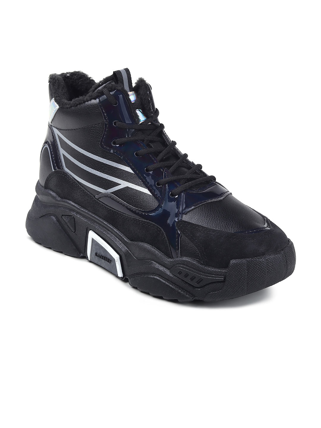 

CASSIEY Women Textile High-Top Walking Shoes, Black