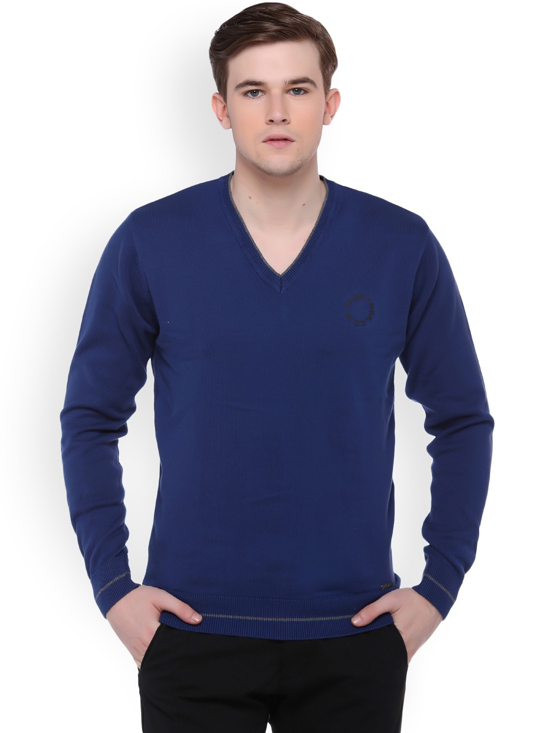 

Club York Men Blue Solid Pullover