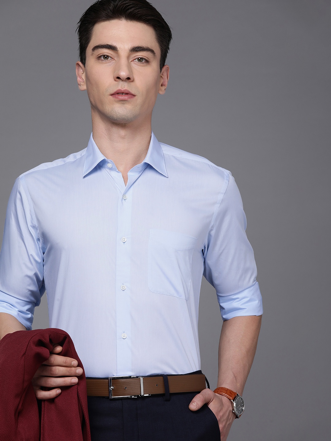 

Raymond Men Pure Cotton Contemporary Fit Formal Shirt, Blue