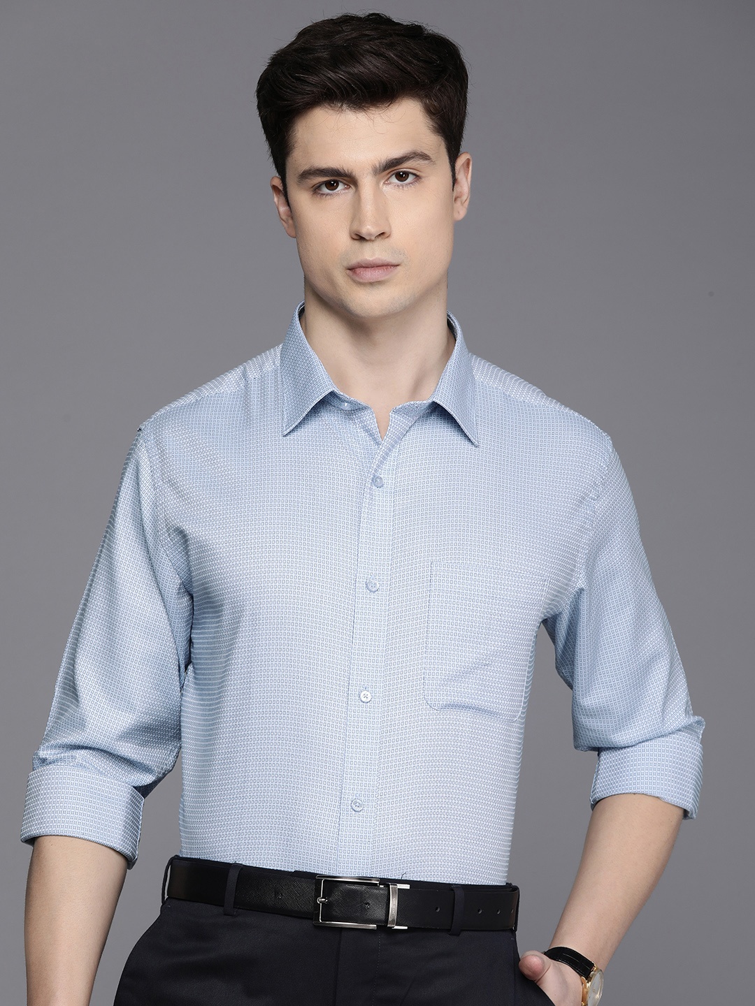 

Raymond Textured Slim Fit Pure Cotton Formal Shirt, Blue