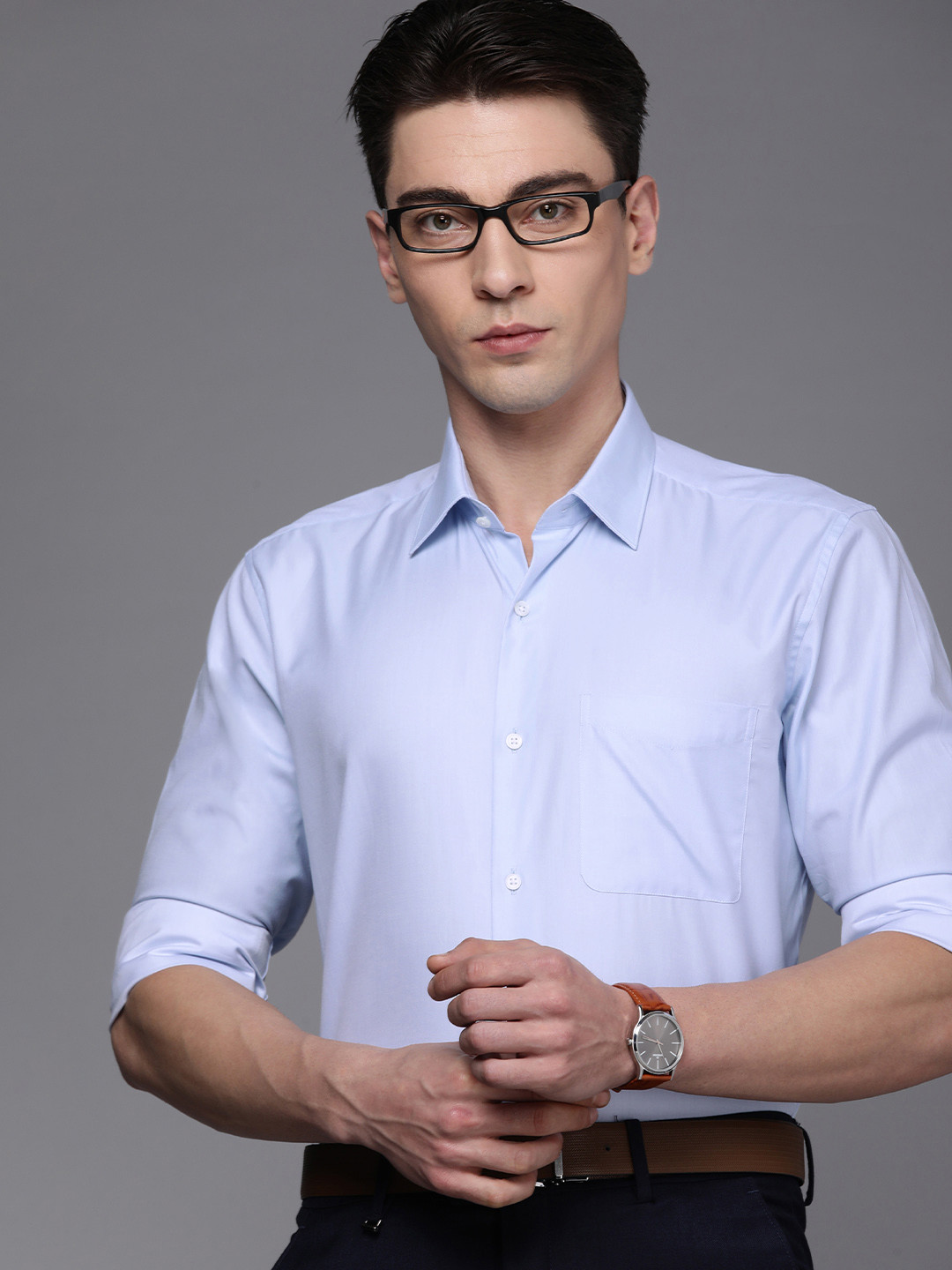 

Raymond Men Pure Cotton Contemporary Fit Formal Shirt, Blue