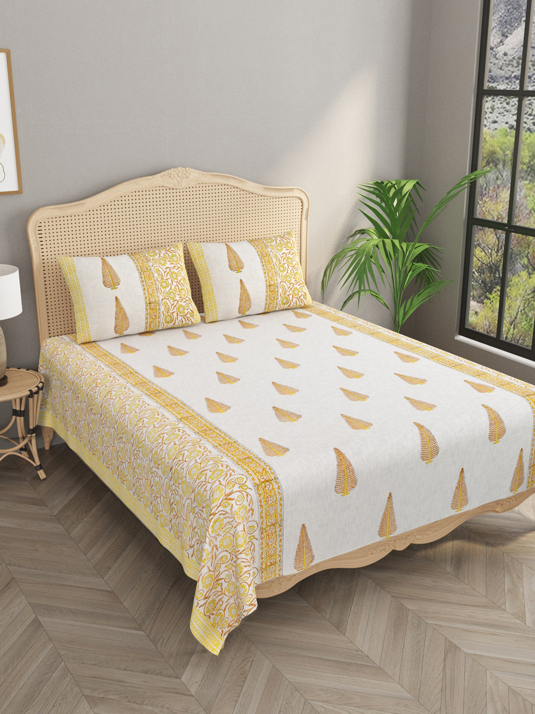 

Gulaab Jaipur Beige & White Floral Printed Bed Covers