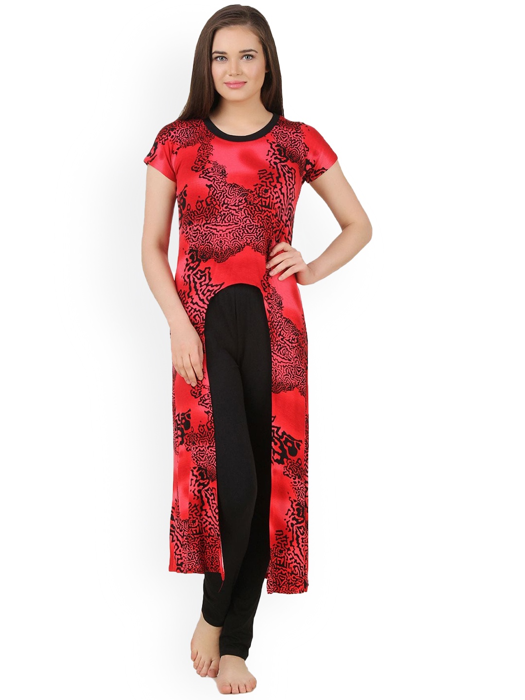 

Fasense Women Printed Night suit, Red