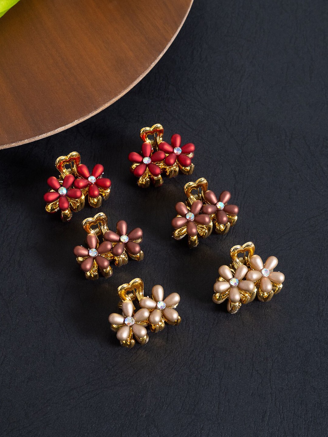 

Golden Peacock Women Set of 6 Embellished Claw Clip, Gold