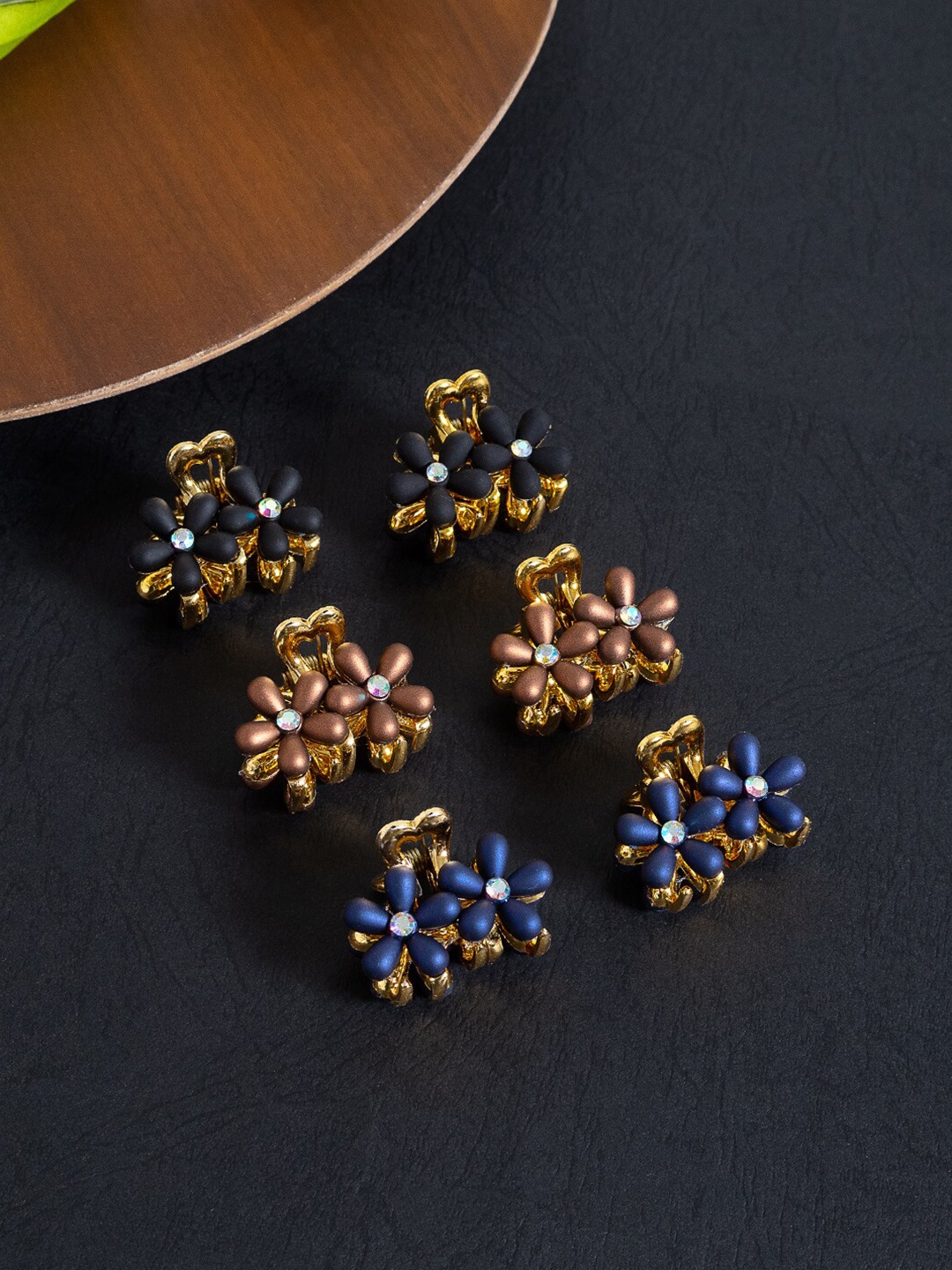

Golden Peacock Women Set of 6 Embellished Claw Clip, Gold