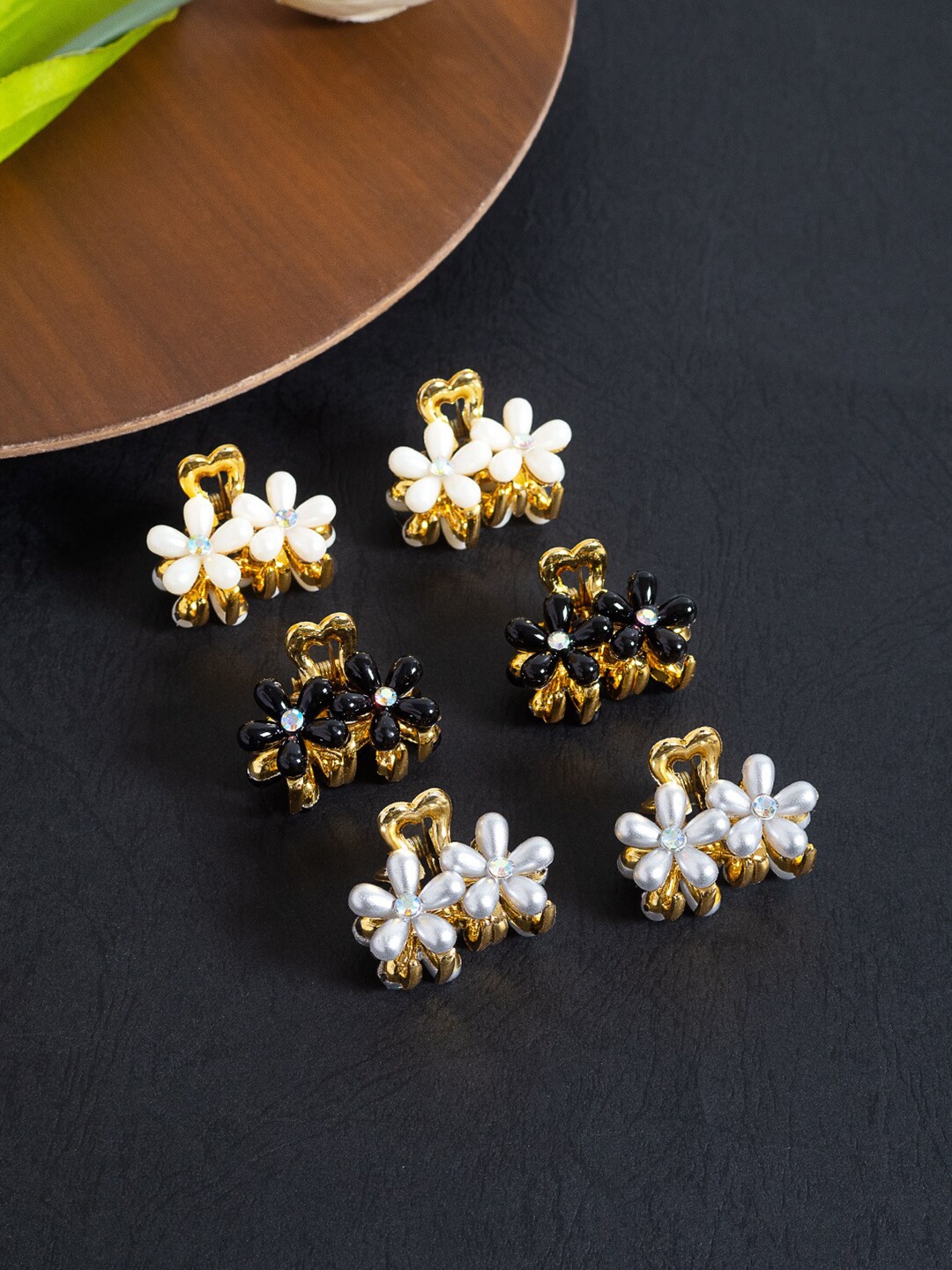 

Golden Peacock Women Set of 6 Embellished Claw Clip, Gold