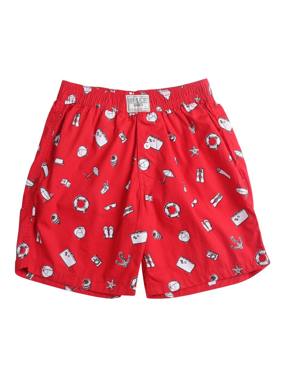 

Gini and Jony Boys Cotton Conversational Printed Shorts, Red