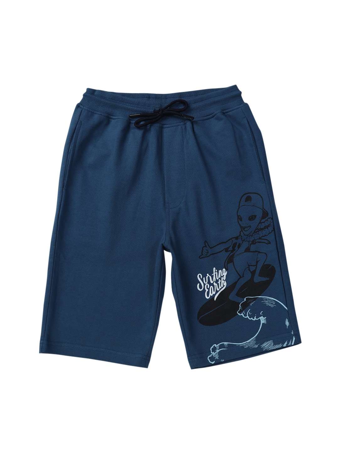 

Gini and Jony Boys Blue Printed Cotton Shorts