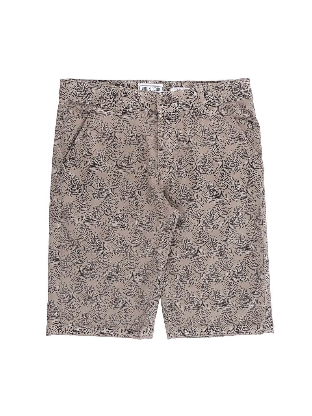 

Gini and Jony Boys Floral Printed Cotton Shorts, Brown