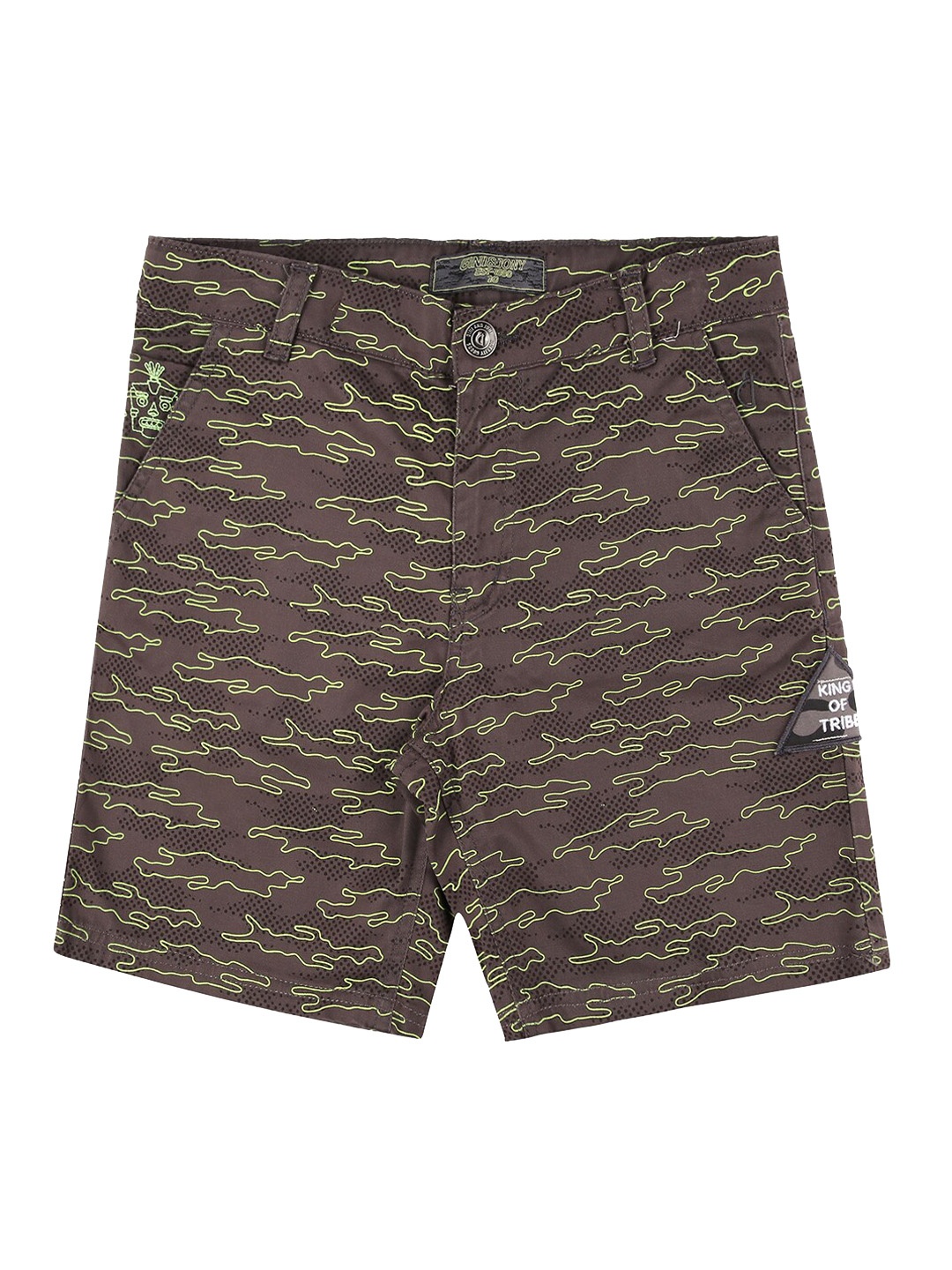 

Gini and Jony Boys Printed Cotton Shorts, Brown